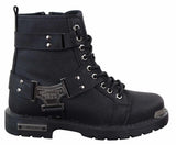 Botas negras de cuero sintético resistente para hombre.