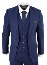 Traje de tres piezas azul marino ajustado para hombre