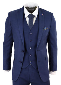 Traje de tres piezas azul marino ajustado para hombre