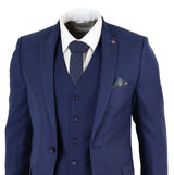 Traje de tres piezas azul marino ajustado para hombre