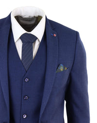 Traje de tres piezas azul marino ajustado para hombre
