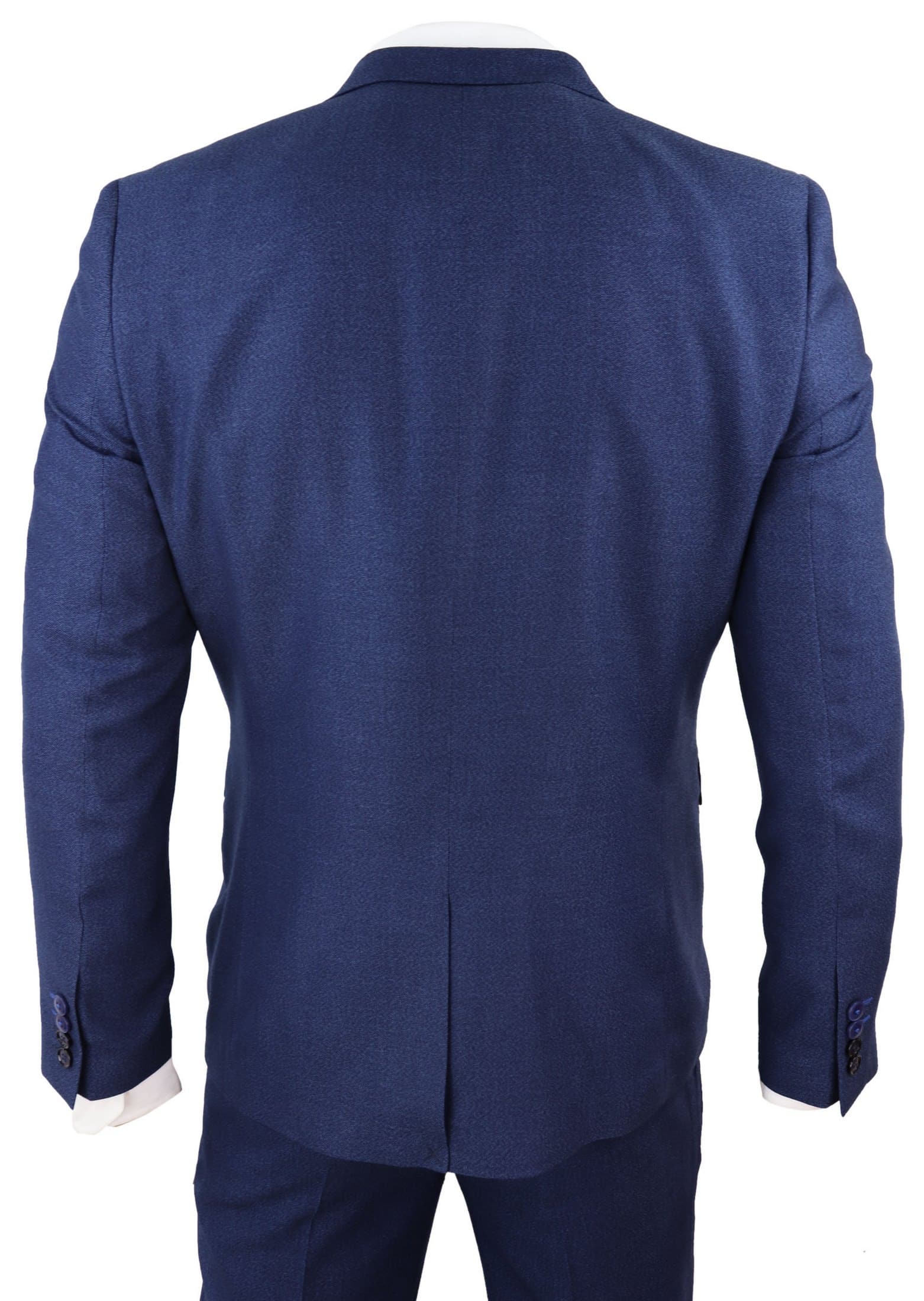 Traje de tres piezas azul marino ajustado para hombre