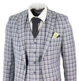Traje de tres piezas para hombre, color gris, con estampado de gallo pince de ballena.