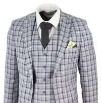 Traje de tres piezas para hombre, color gris, con estampado de gallo pince de ballena.