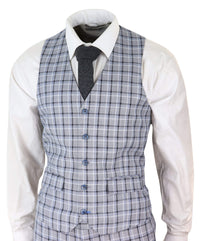 Traje de tres piezas para hombre, color gris, con estampado de gallo pince de ballena.