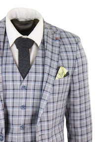 Traje de tres piezas para hombre, color gris, con estampado de gallo pince de ballena.