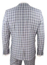 Traje de tres piezas para hombre, color gris, con estampado de gallo pince de ballena.