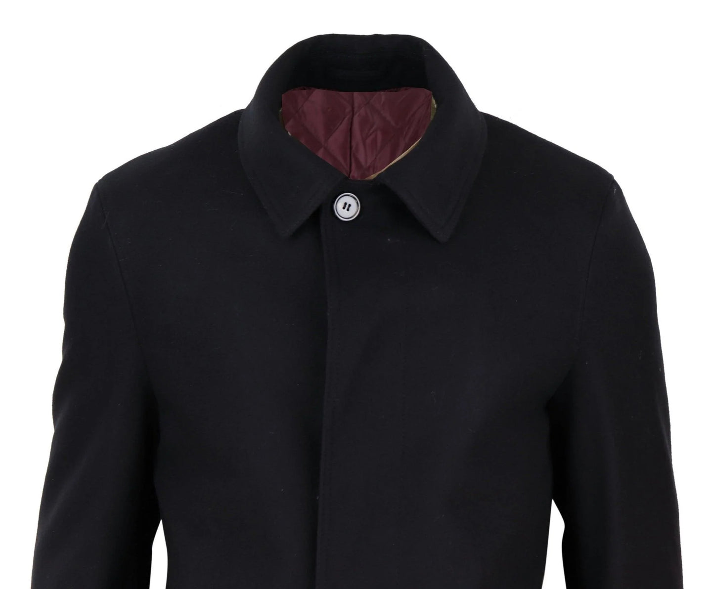 Abrigo largo de lana negra para hombre