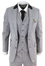 Traje de tres piezas para hombre - Gris con detalles en negro