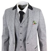 Traje de tres piezas para hombre - Gris con detalles en negro