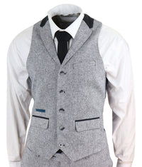 Traje de tres piezas para hombre - Gris con detalles en negro