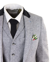 Traje de tres piezas para hombre - Gris con detalles en negro
