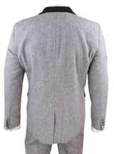 Traje de tres piezas para hombre - Gris con detalles en negro