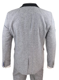 Traje de tres piezas para hombre - Gris con detalles en negro