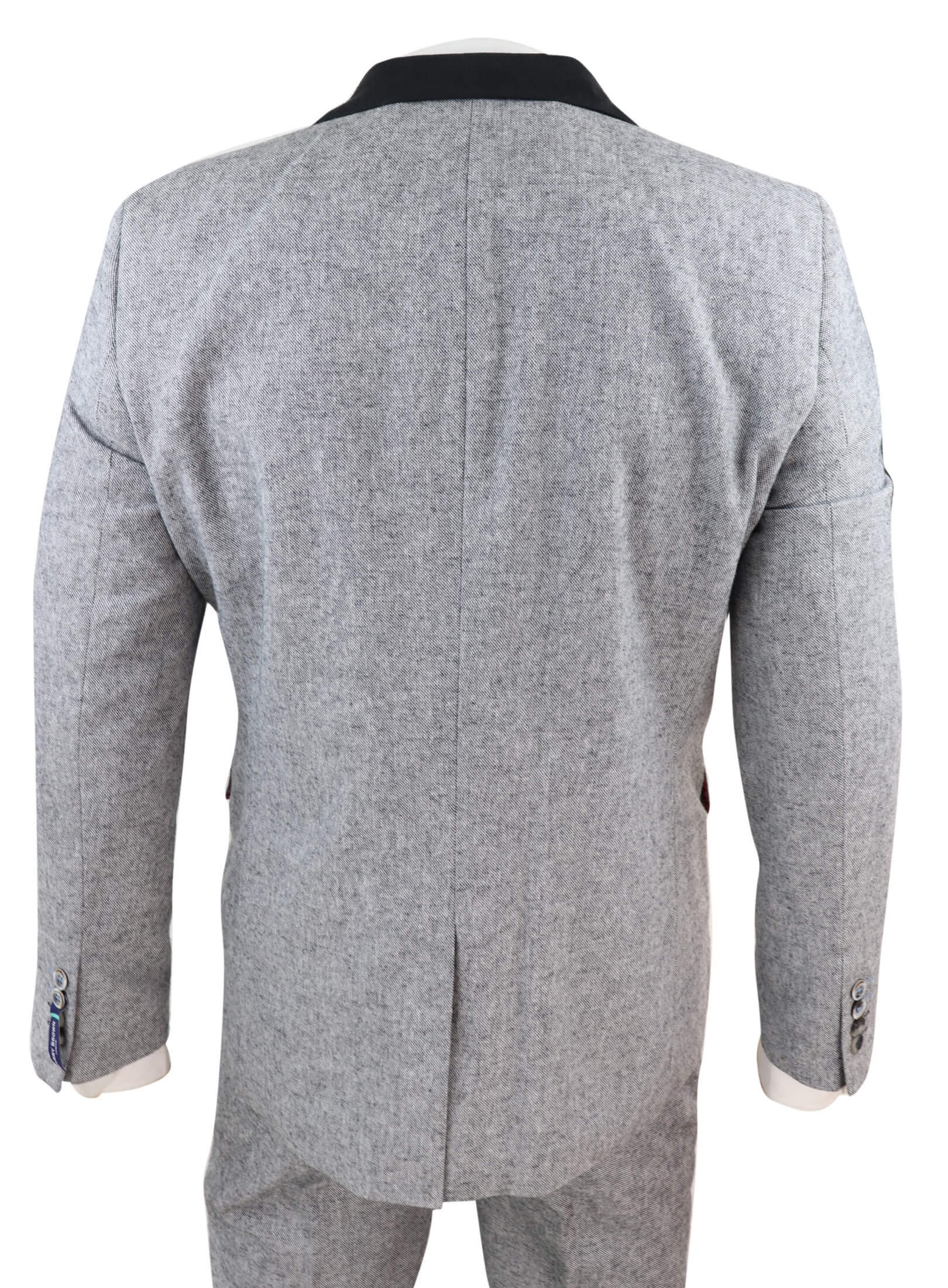 Traje de tres piezas para hombre - Gris con detalles en negro