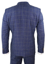Traje de dos piezas cruzado a cuadros azules
