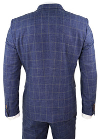 Traje de dos piezas cruzado a cuadros azules
