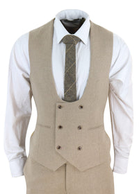Traje de lana beige de 3 piezas para hombre