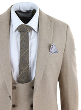 Traje de lana beige de 3 piezas para hombre