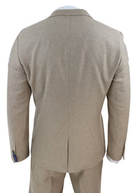 Traje de lana beige de 3 piezas para hombre