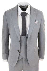 Traje de lana gris de 3 piezas para hombre