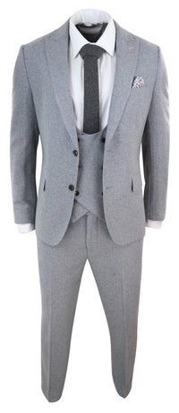 Traje de lana gris de 3 piezas para hombre