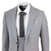 Traje de lana gris de 3 piezas para hombre