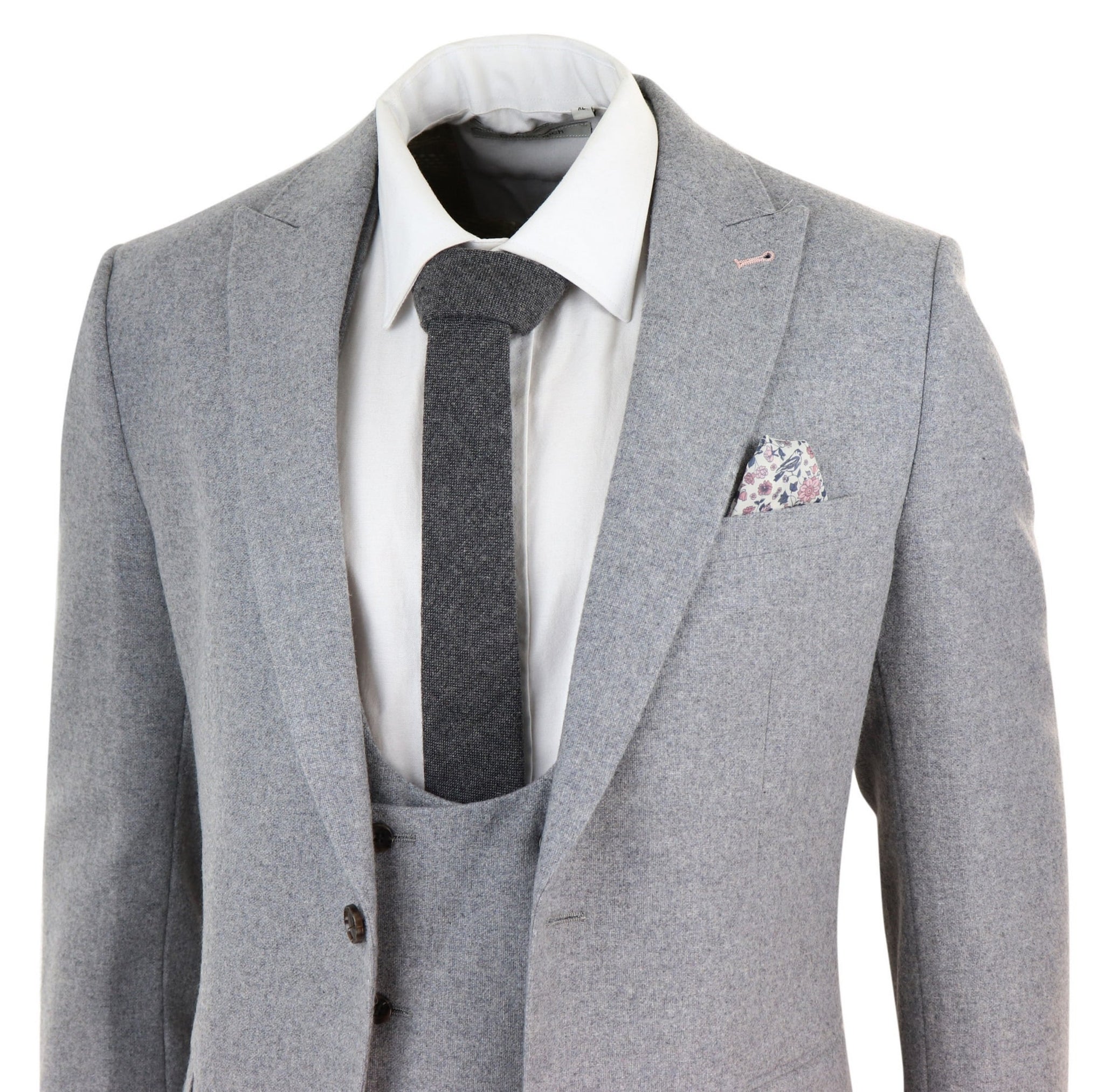 Traje de lana gris de 3 piezas para hombre