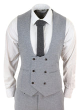 Traje de lana gris de 3 piezas para hombre