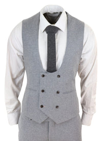 Traje de lana gris de 3 piezas para hombre