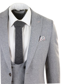 Traje de lana gris de 3 piezas para hombre