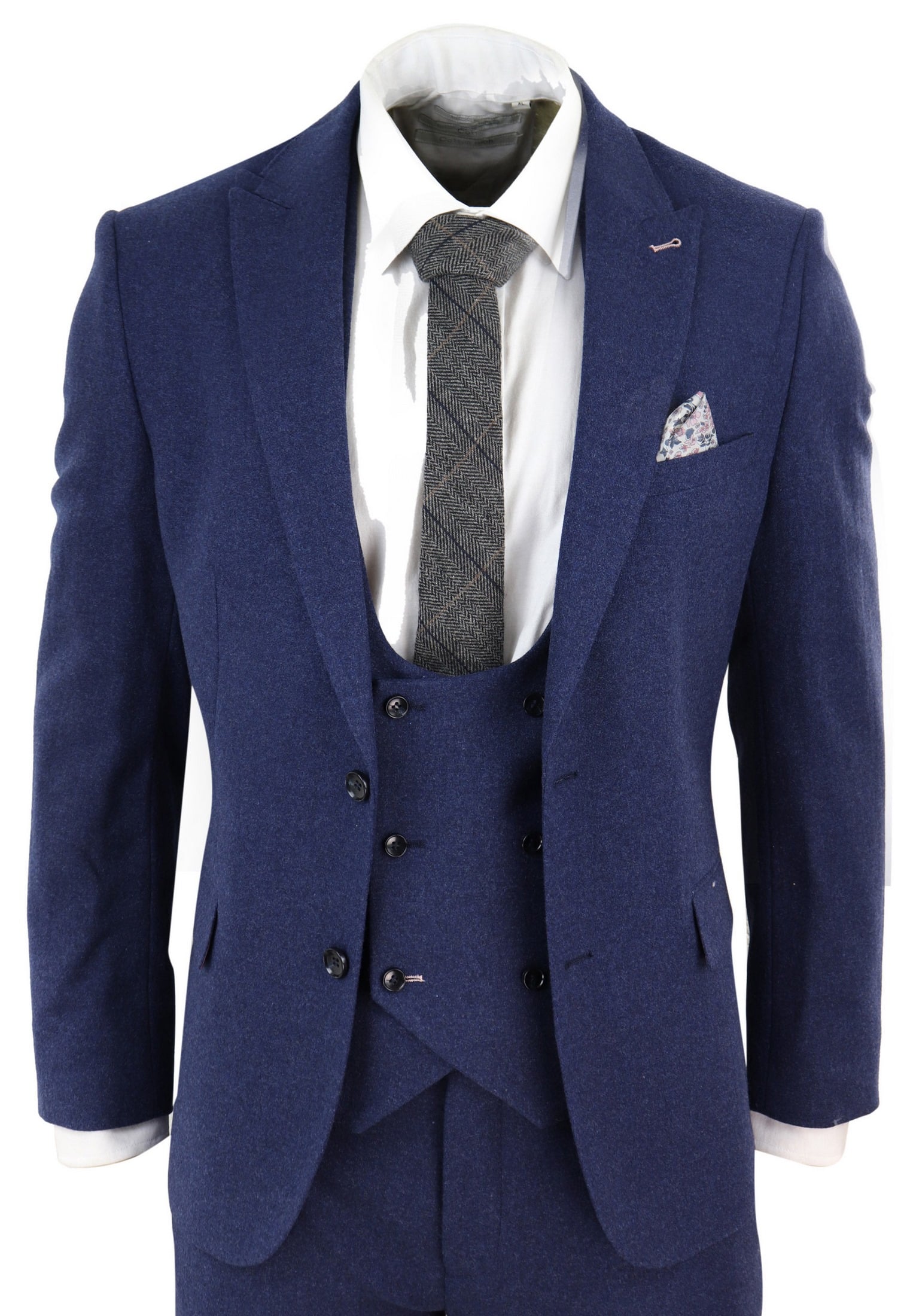 Traje de lana azul marino de 3 piezas para hombre