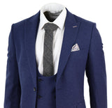 Traje de lana azul marino de 3 piezas para hombre