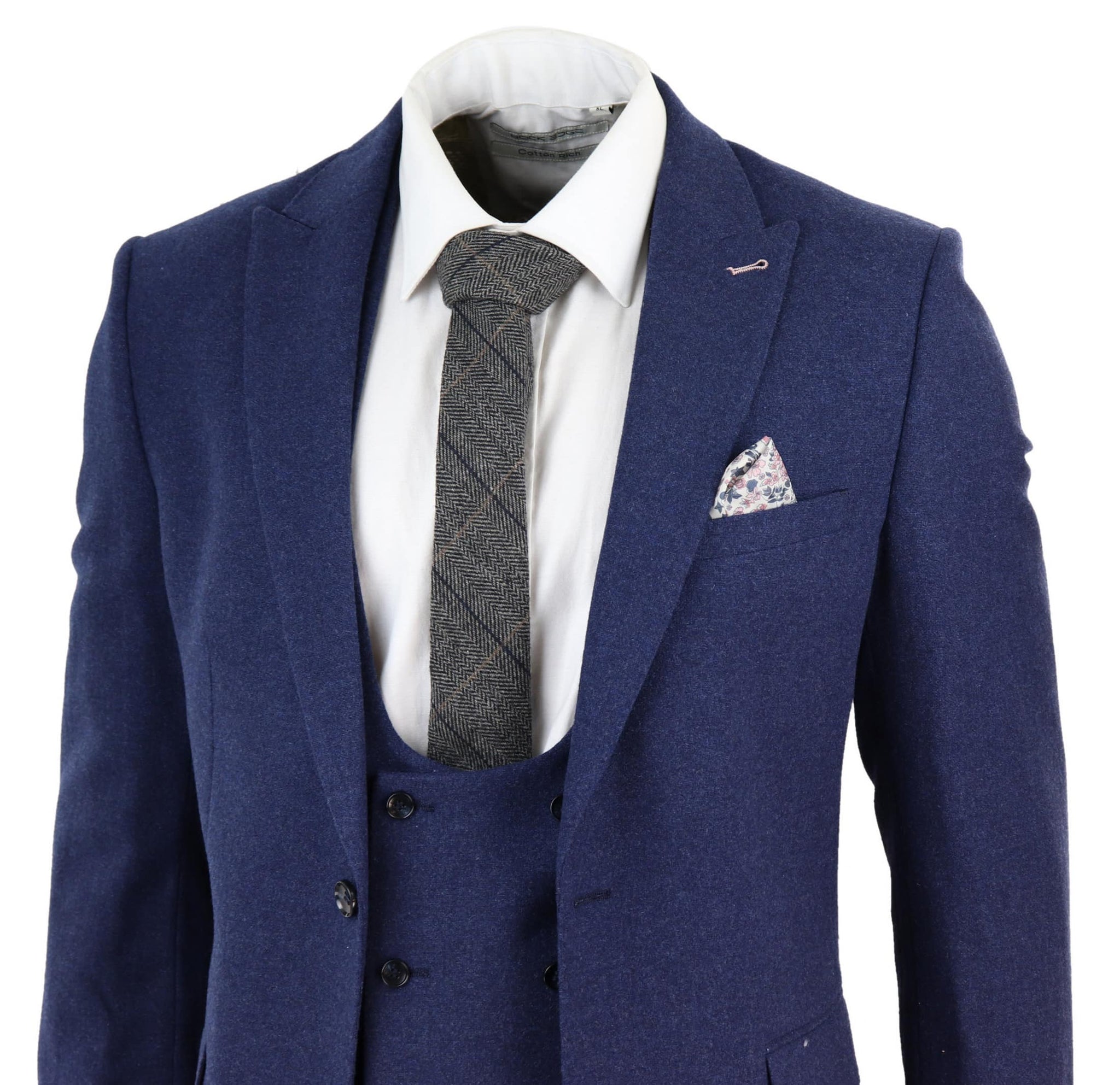 Traje de lana azul marino de 3 piezas para hombre