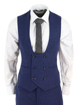 Traje de lana azul marino de 3 piezas para hombre