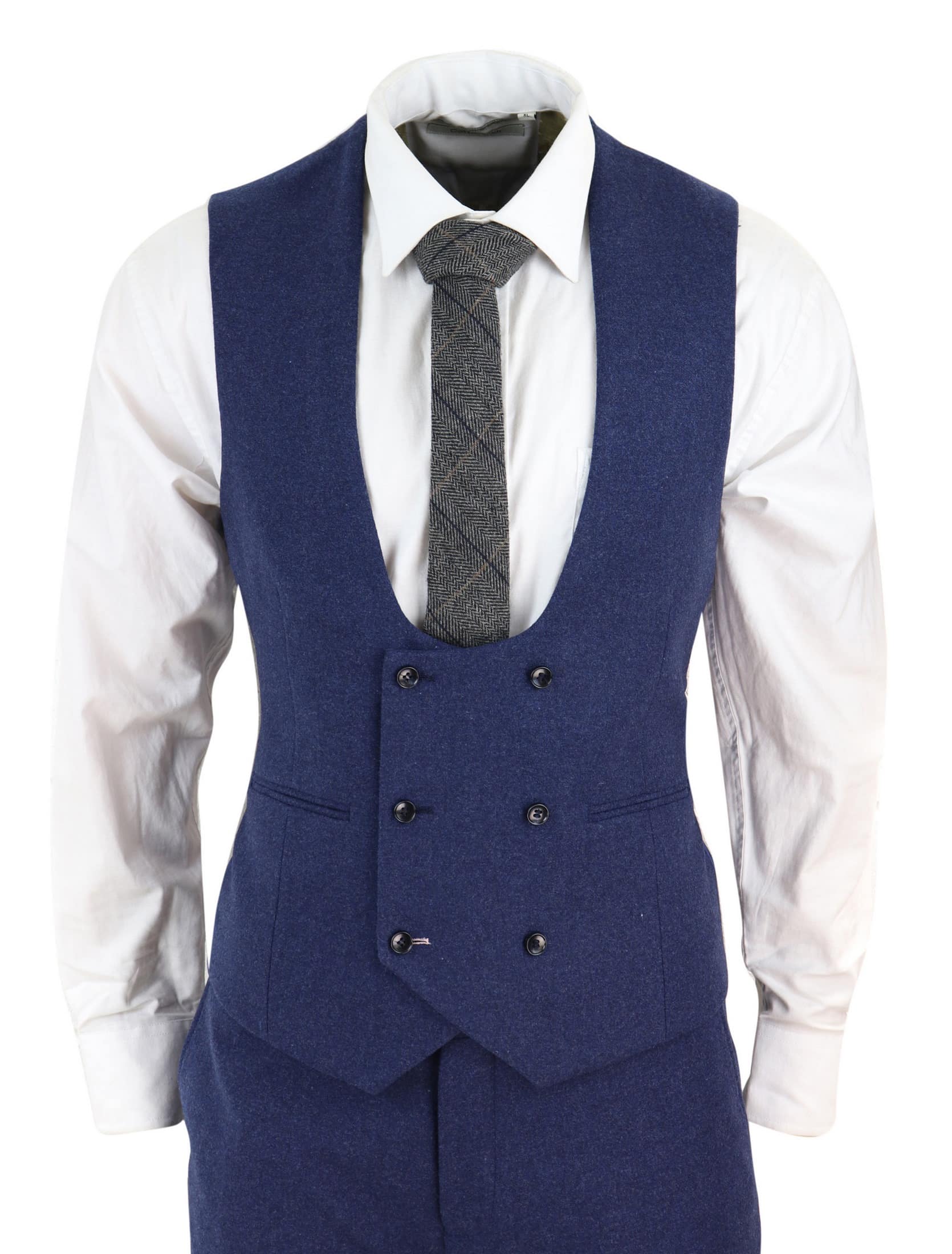 Traje de lana azul marino de 3 piezas para hombre