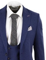Traje de lana azul marino de 3 piezas para hombre