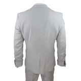 Traje de lino de 3 piezas para hombre, transpirable, para bodas, verano, algodón, gris claro
