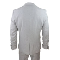 Traje de lino de 3 piezas para hombre, transpirable, para bodas, verano, algodón, gris claro