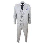 Traje de lino de 3 piezas para hombre, transpirable, para bodas, verano, algodón, gris claro
