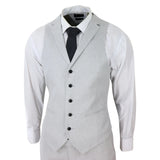 Traje de lino de 3 piezas para hombre, transpirable, para bodas, verano, algodón, gris claro