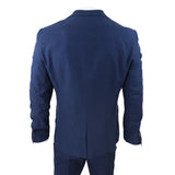 Traje de lino de 3 piezas para hombre, transpirable, para bodas, verano, algodón azul marino