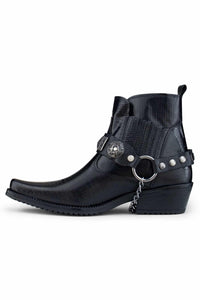 Botas vaqueras de cuero auténtico para hombre con cadena
