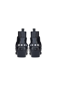 Botas vaqueras de cuero auténtico para hombre con cadena