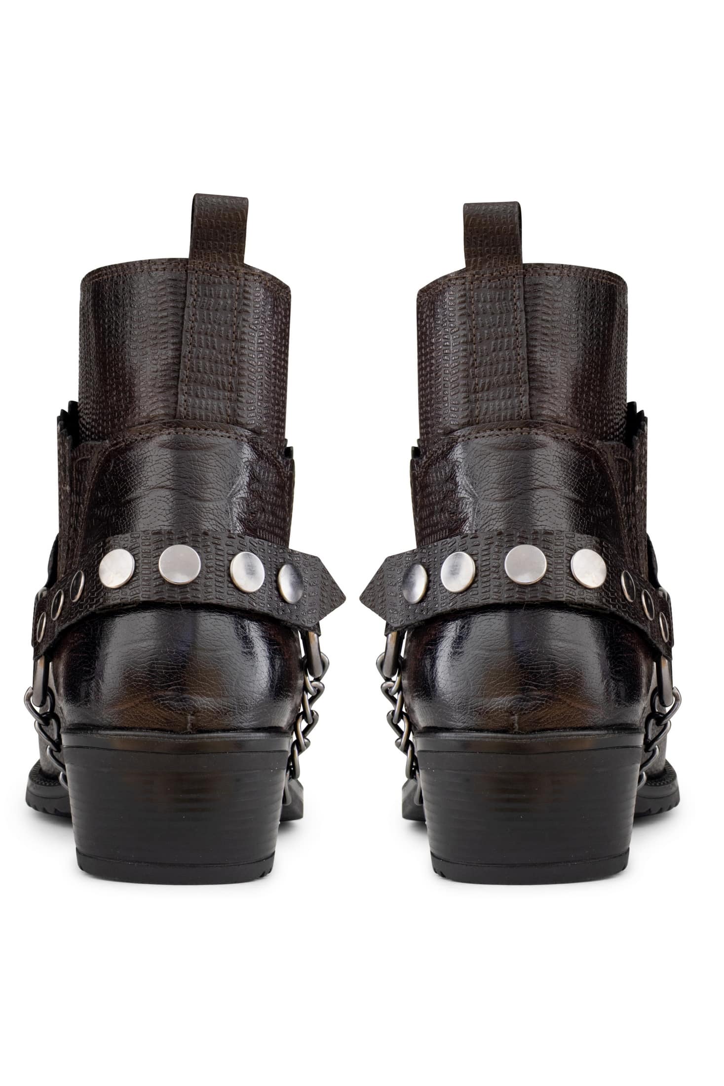 Botas vaqueras de cuero auténtico para hombre con cadena