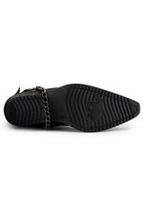 Botas vaqueras de cuero auténtico para hombre con cadena