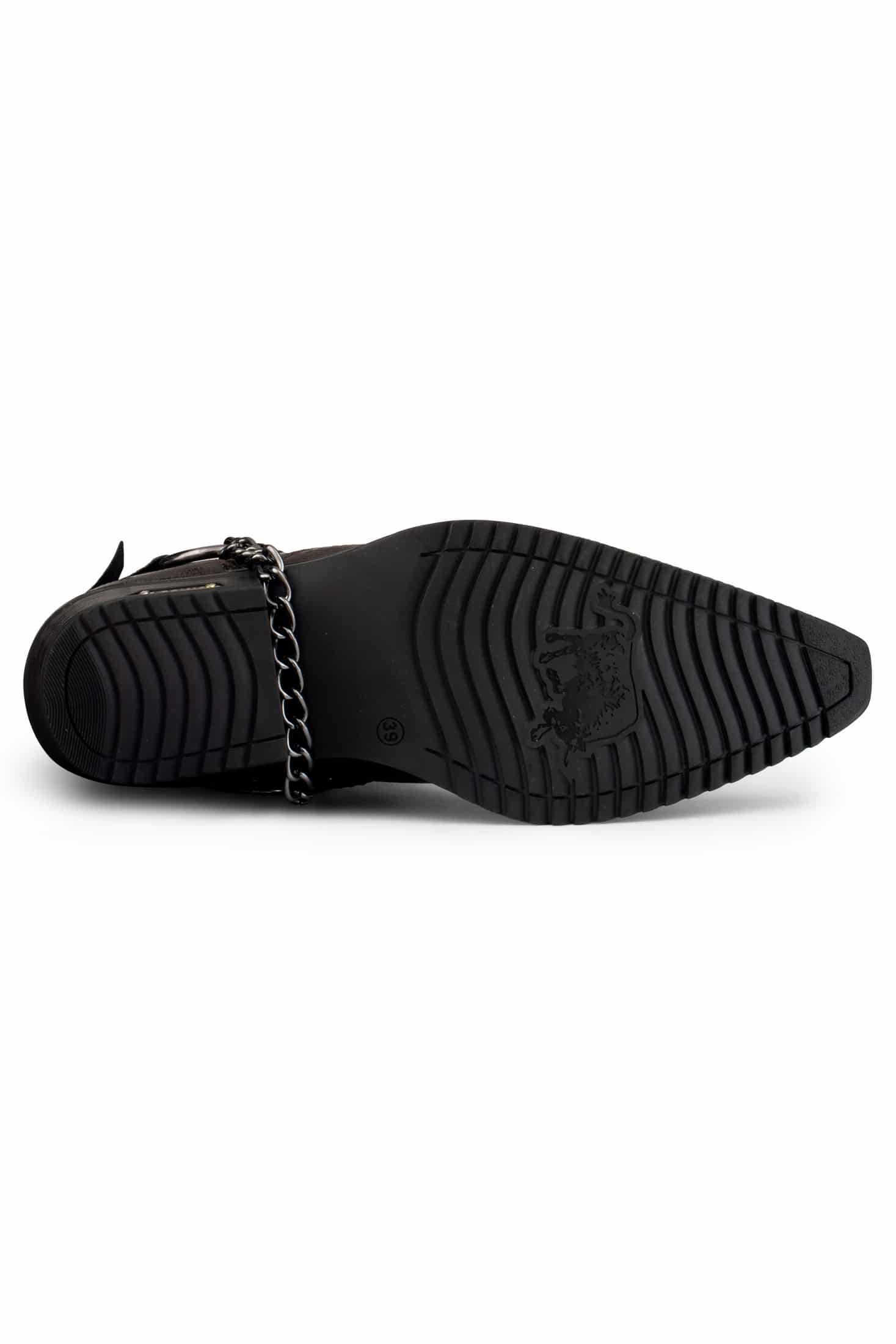 Botas vaqueras de cuero auténtico para hombre con cadena