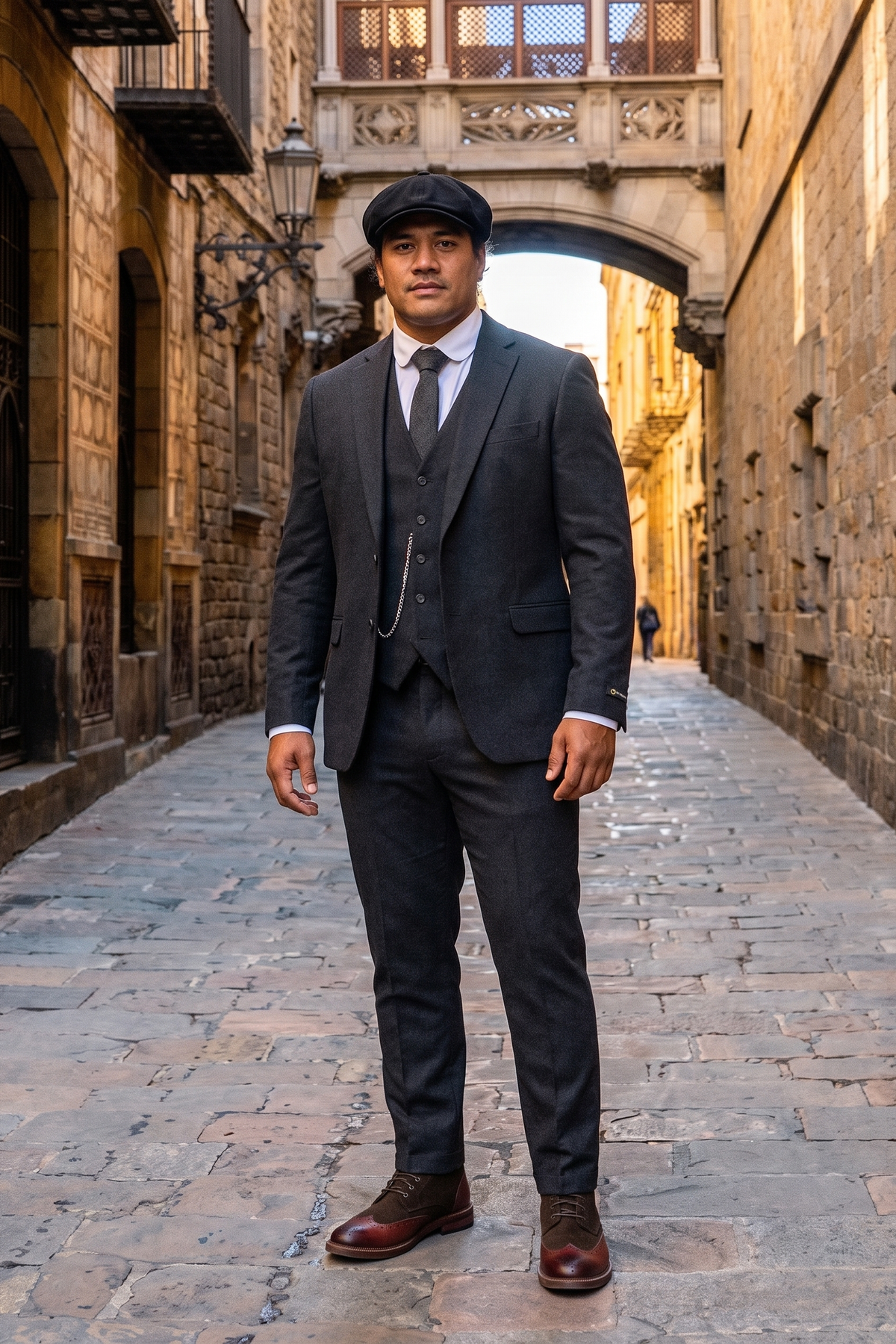 Look #835 styled with Traje negro vintage de hombre de los años 20