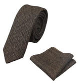 Comparar color Corbata de tweed para hombre con estampado de espiga Pañuelo de bolsillo a cuadros clásico marrón