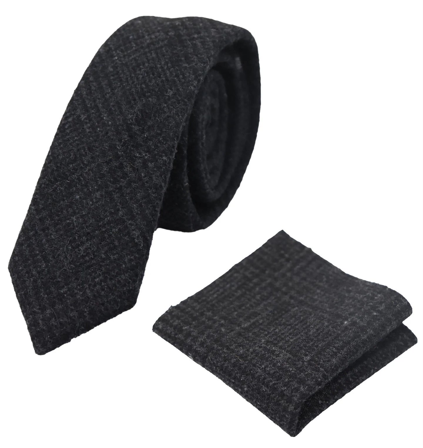 Comparar color Corbata de tweed para hombre con estampado de espiga Pañuelo de bolsillo a cuadros Clásico color negro